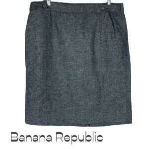 Banana Republic Black White Linen Blend Academia Office Skirt NWT Size 14